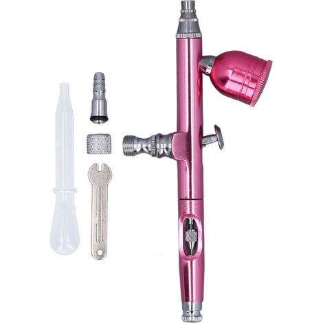 Pistola de aerógrafo rosa, boquillas de 0,3 mm de diámetro, pistola de pintura portátil para decoración de uñas. (1/5)