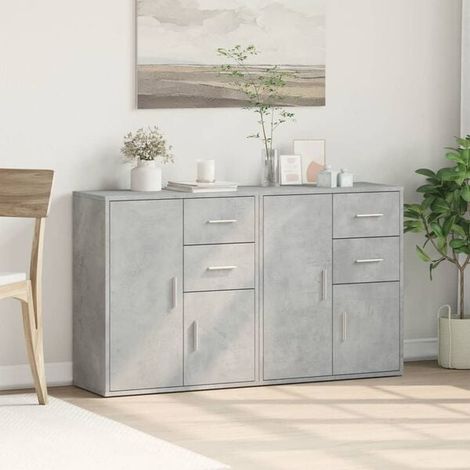Buffet de Salle à Manger 2 Portes, Meuble Rangement Bas en Bois d'Ingénierie Gris Béton, 60x31x70 cm (1/5)
