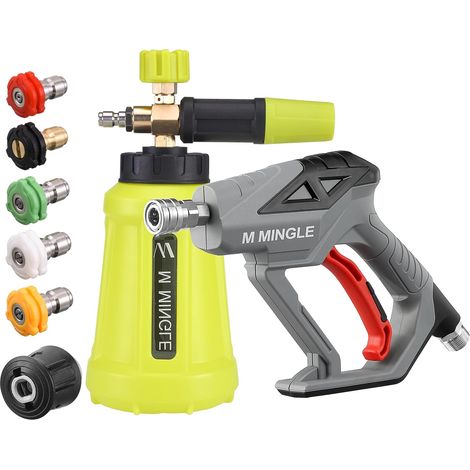 M MINGLE High Pressure Foam Gun  Car Cleaner Gun with Foam Lance 1L, 5 Nozzle Tips and Adapter, 1/4" Quick Connector, M22, 280bar (1/5)