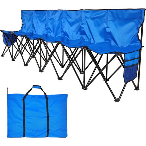 Mophorn Panca pieghevole portatile per attività all'aperto con tasche laterali e borsa per il trasporto, ideale per squadre sportive e eventi di calcio, colore blu
