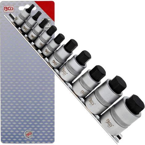 10-Piece Extra Short Hex Socket Set 4-19 mm Chrome Vanadium Steel Mechanical Tool (1/2)
