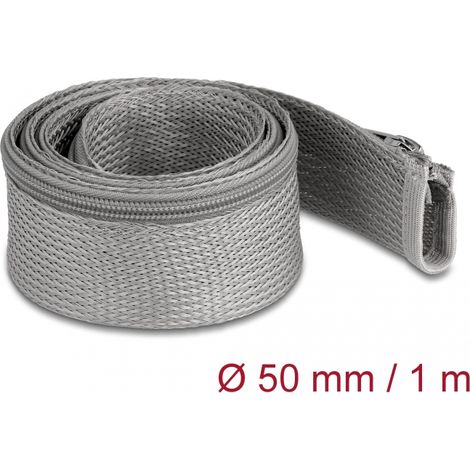Delock Manga trenzada con cierre de cremallera resistente al calor 1 m x 50 mm gris