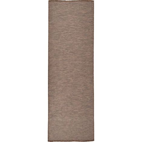 Tapis à tissage plat d'extérieur 80x250 Marron (1/5)