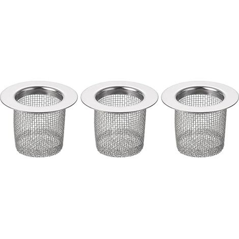 Set di 3 pezzi per lavabo da bagno, adatto a fori di scarico da 1,38" a 2" di diametro, in acciaio inox profondo 40 mm / 1,57", per scarichi doccia e a pavimento.