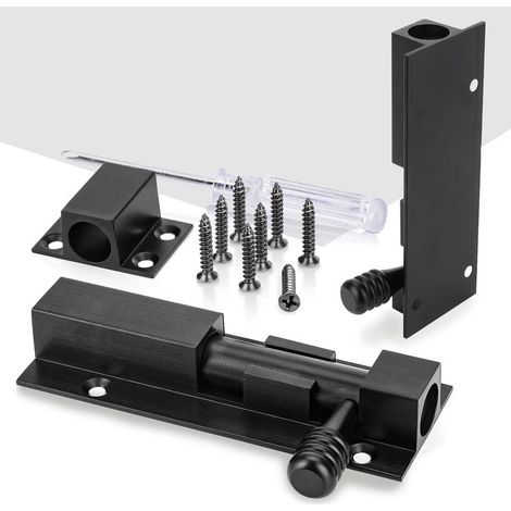1 Loquet de verrouillage de sécurité avec targette en laiton épais pur, loquet de portail ultra résistant Noir (1/5)