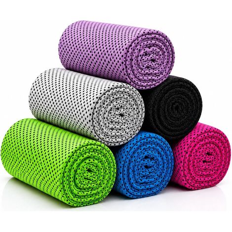 Lot de 6 serviettes rafraîchissantes de 90 x 30 cm, séchage rapide, douces et respirantes, adaptées pour le fitness, la course, le cyclisme, le yoga, le camping et les activités de plein air (1/5)