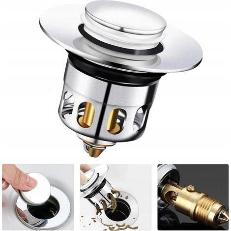 Tappo per lavabo Click-clack 34-40 mm argento 2 pezzi universale