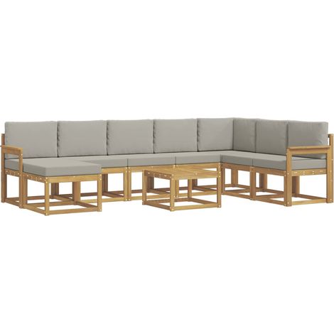 Set di divani da esterno 9 pcs Bianco e Grigio Chiaro vidaXL (1/5)