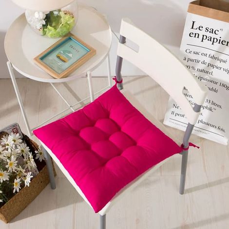 Lot de 4 coussins de chaise moelleux, avec ruban, pour salle à manger, jardin, terrasse ou cuisine (40 x 40 cm), rose rouge. - couleur (1/5)