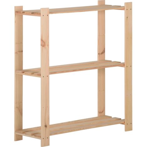 Scaffale portaoggetti a 3 ripiani 80 x 28,5 x 90 cm legno di pino massello 020000656