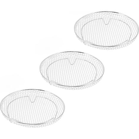 Lot de 3 grilles de déshydratation empilables en acier inoxydable de qualité alimentaire pour friteuse à air chaud, idéales pour les fruits et la viande. (1/5)