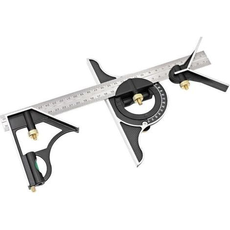 Équerre combinée multifonction réglable 300 mm, acier inoxydable haute résistance, pour menuiserie et charpente précise (1/4)