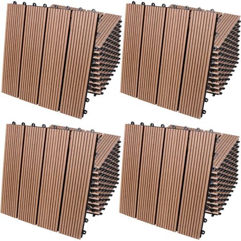 44 dalles terrasse clipsables 30x30 cm composite imitation bois terre cuite (1/5)