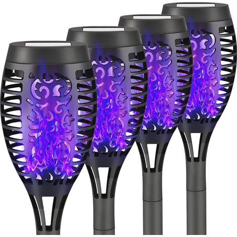 Lot de 4 torches solaires à flamme vacillante, lumières solaires pour Halloween-AquaForge