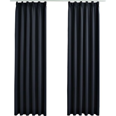 INLIFE Rideaux occultants avec crochets 2 pcs Anthracite 140x245 cm (1/5)