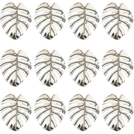 Ronds de serviette en forme de feuille de tortue, porte-serviettes décoratifs pour la table (12 pièces rose rouge) (1/5)