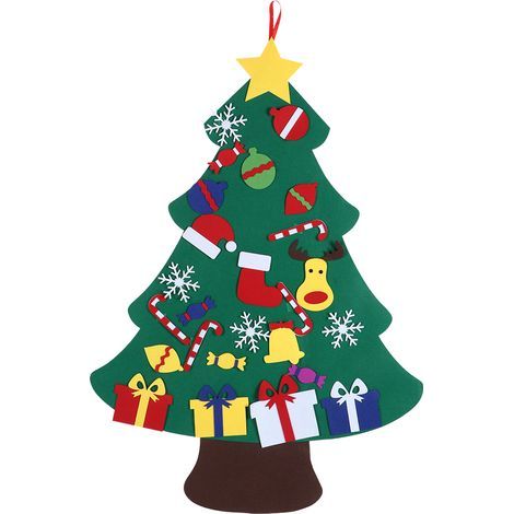 Weihnachtsbaum-Set aus Filz, langlebige Wanddekorationen, Fenster- oder Türwanddekoration (Typ C) (1/5)