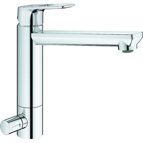 GROHE Grifo de fregadero monomando BauLoop 31713 caño alto GROHE ZERO válvula de cierre cromo, 31713000
