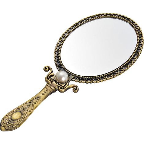 Miroir de Poche --Lefou Vintage Ovale Vanité Miroir Cosmétique Poignée Pliante Miroir de Maquillage de Poche pour Voyage à La Maison (1/5)