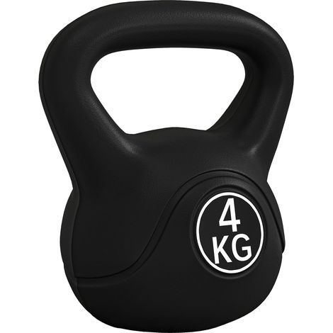 Pesa rusa de 4 kg rellena de arena, con asa ancha y base plana para entrenamiento, 18 x 12 x 20 cm, negra (1/5)