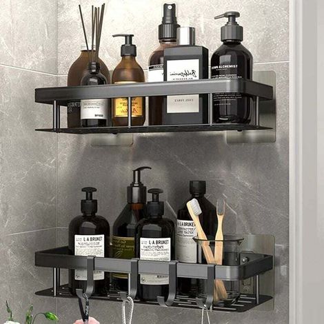 Etagère Douche Lot de 2,Serviteur de Douche,Sans Perçage Étagère Murale de Rangement pour Baignoire,pour Salle de Bain/Cuisine/Chambre (1/4)