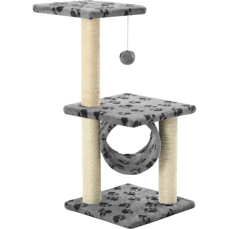 Maison Exclusive - Albero per Gatti e Tiragraffi Sisal 65 cm Zampe Stampate Grigio
