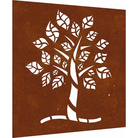 Garten-Wanddeko 55x55 cm Cortenstahl Baum-Design vidaXL