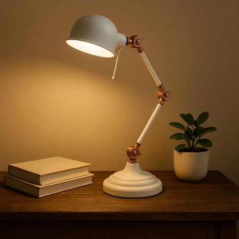Lampada da Tavolo Articolata Retro Vintage Bianca