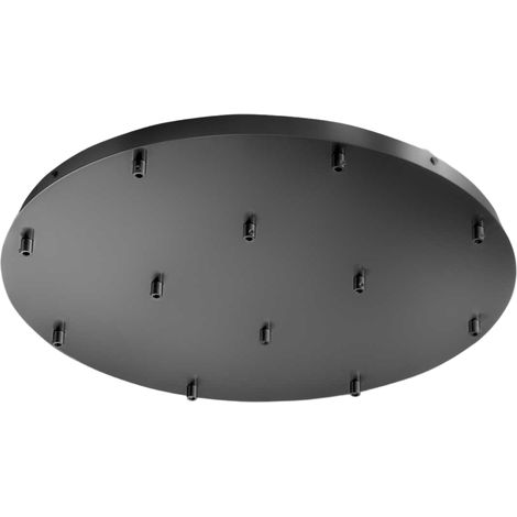 Rosone Tondo per Lampada a Sospensione OFELIA MINI B T/12 - 12 Fori, Metallo Finitura Nero Opaco con Kit Fissaggio e Morsettiera - Gea Luce (1/3)