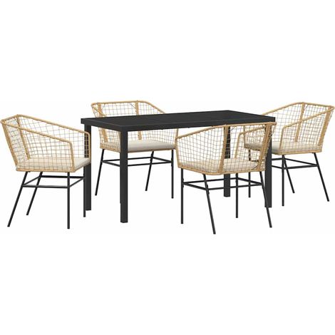 Ensemble de salle à manger pour jardin 5 pcs，Salon de jardin Marron polyrotin CFW64535 (1/5)