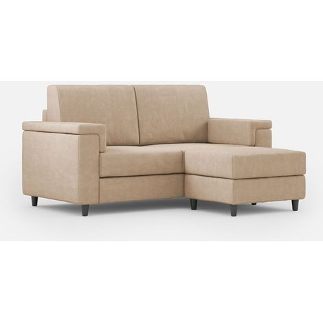 Sofá 2 plazas salón moderno con pouf de tela Marrak 120P - Beige (1/5)