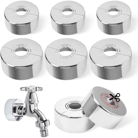 6 Pieces Shower Mixer Rosette, Faucet Rosette, Removable Radiator Rosette, Radiator Cover, Radiator Pipe Cover, Suitable for 20MM / 25MM / 32MM Diameter Faucets, Pipes, Radiator Pipes (1/5)