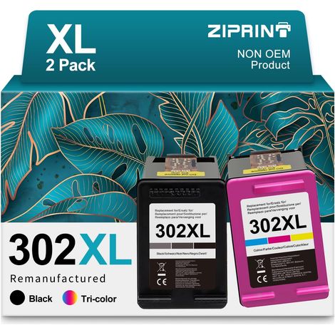 302XL Cartouches d'encre Remplacement pour Cartouche HP 302 XL Noir et Couleur pour HP Deskjet 3630 3639 Officejet 3831 5230 Envy 4520 4525(2-Pack) (1/5)