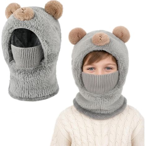 Cagoule enfant hiver 4-12 ans, protection thermique et coupe-vent, masque facial ours (1/5)