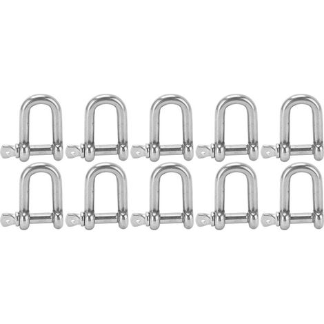 10 manilles droites M5 en acier inoxydable, type D, pour chaîne de gréement, crochet et vis à élingue (1/5)