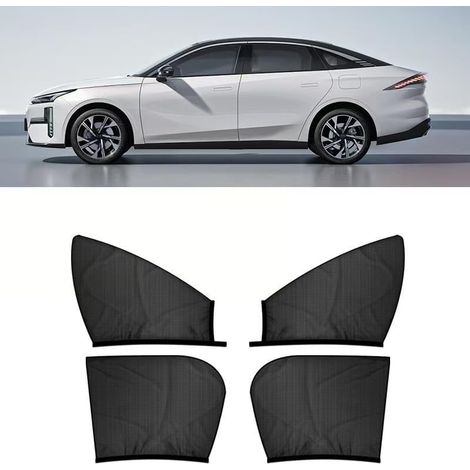 4 Pièces Moustiquaire de Voiture, Pare-Soleil Fenêtre Latérale Maille Extensible Protection UV Respirant Souple,Sedan (1/5)