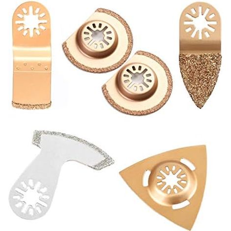 Lot de 6 lames scie semi-circulaires en métal - Émeri oscillant Outil multifonction Accessoire pour Dre- mel Fe- in Multi- mas-t er Bos- ch Sch-le-fer (doré) (1/5)