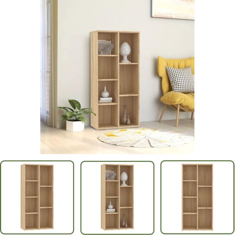 The Living Store Bibliothèque Chêne Sonoma 50x25x106 cm Bois d’ingénierie - Bibliothèque Murale - Bibliothèque Rangement - Bibliothèque Moderne - Bibliothèque Chêne - Meuble Rangement (1/5)