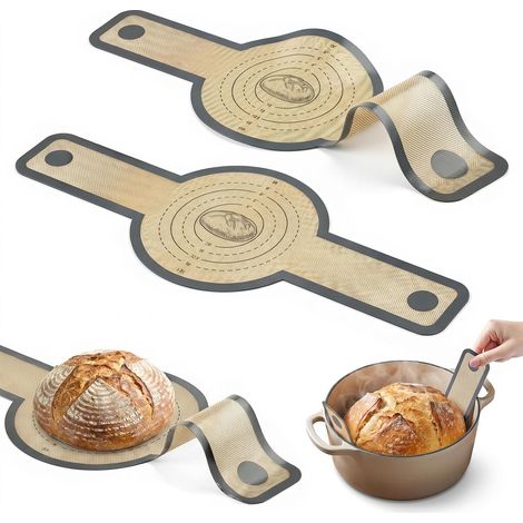 2 Silicone Baking Mats for Dutch Oven, Silicone Baking Mat Bread Baking Mat 56 x 21 cm for Pasta and Casserole Non-Stick Reusable, Safe Transfer for Dutch Oven and Baking (1/5)