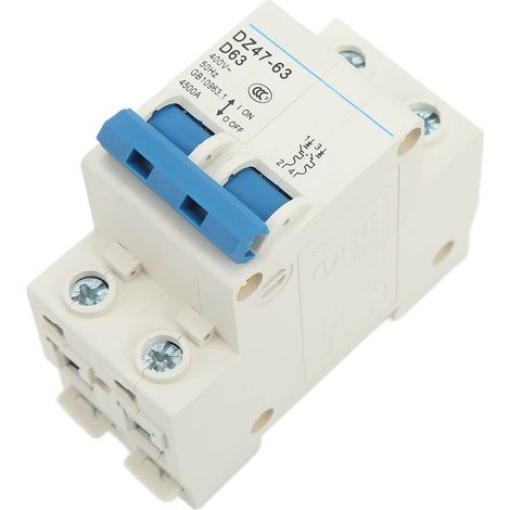 Disjoncteur miniature (disjoncteur différentiel), 2 positions, montage sur rail DIN, 400 V CA, 63 A (1/5)