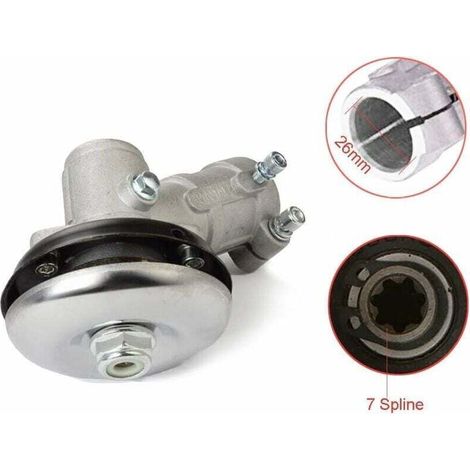 Renvoi d'angle pour débroussailleuse, Tête d'engrenage universelle en alliage d'aluminium et acier - Diamètre 26mm avec 7 cannelures, pour tondeuse et coupe-herbe (1/5)