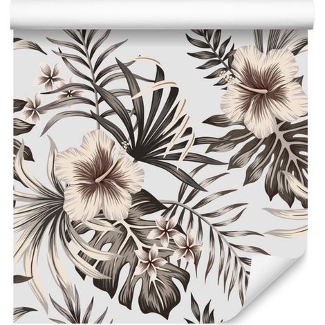 Papel pintado vintage de flores y hojas para salón y dormitorio, 50x1000 cm. (1/5)