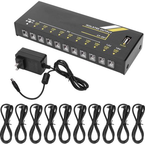 Alimentation électrique pour pédales d'effet guitare 10 sorties, bloc métal 18W, prise US 100-240V, accessoire instrument de musique (1/5)