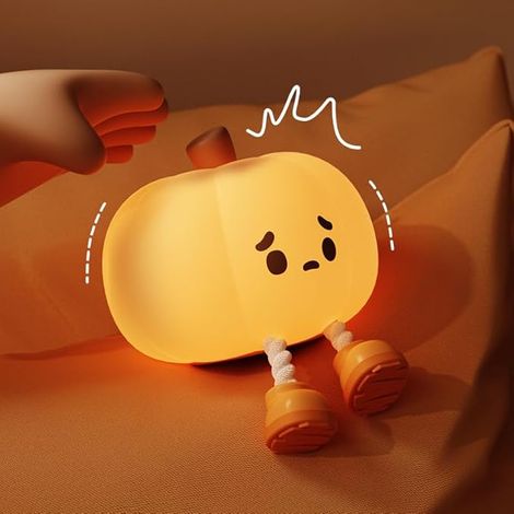 Kürbis Nachtlicht Kinder Nachtlampe -Lampe Dimmbar Timer, Touch-Steuerung Silikon Nachtlicht Baby, USB-Aufladbar Niedliche Kürbis Lampe, Cute Nachtlicht Kinderzimmer (Nachtlicht Pumpkin) [Energieklass (1/5)