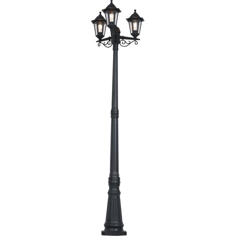 QAZQA Clásico/Antiguo Farola de exterior clásica negra 217cm IP44 - New Haven Hammered Plástico /Vidrio Redonda Adecuado para LED Max. 3 x 15 Watt