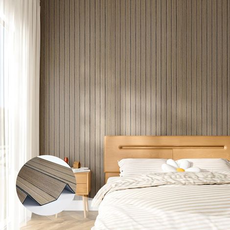 Plaque Autocollante Pour Decoration Murale Imitation Bois 30cmX400cm Panneau Mural Decoratif Adhesif 3d Marron Deco Murale Gris Panneaux Muraux Autocollants Chambre Revetement Mural Mousse (1/5)