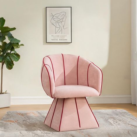 Fauteuil coloris rose en chenille 56 x 54 x 74,5 cm (1/5)