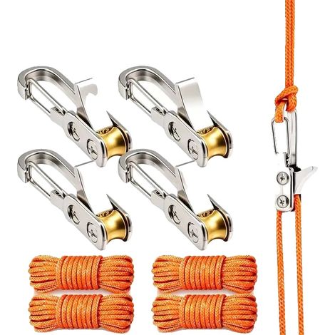 Tendicorda a rulli, in alluminio leggero, con sistema di sgancio rapido, per 4 corde e 4 ganci. (1/2)
