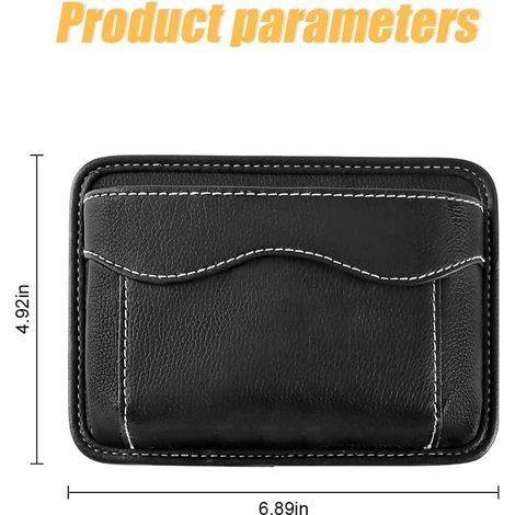 Seitenorganizer für Autositze, Mini-Lederorganizer, seitliche Aufbewahrungstasche für Autos, zur Aufbewahrung von Dokumenten, Akten, Handy, Schlüsseln und Kleingeld (Schwarz) (1/4)