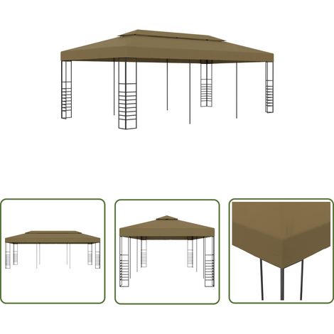 The Living Store Belvédère 6x3x2,7 m Taupe 180 g/m² - Abri Solaire - Gazebo - Tonnelle Extérieure - Abri Jardin - Parasol Géant (1/5)